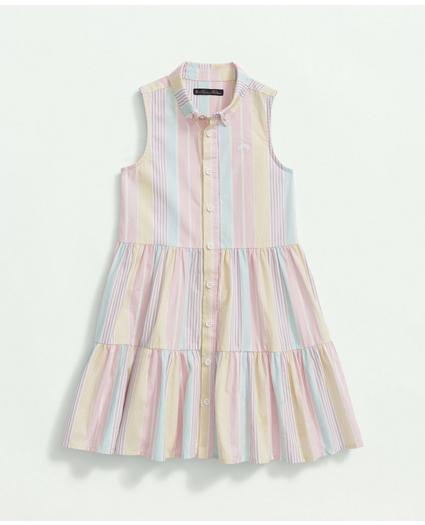 Girls Cotton Stripe Tiered Shirt Dress, image 1