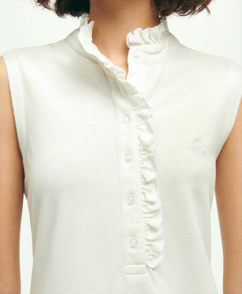 Supima® Cotton Ruffle Pique Polo Shirt, image 3