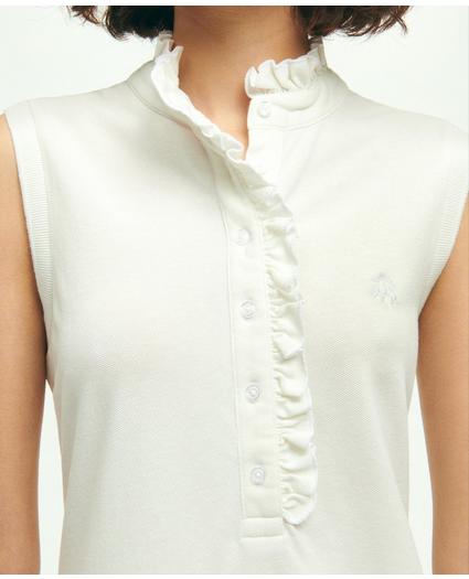 Supima® Cotton Ruffle Pique Polo Shirt, image 3