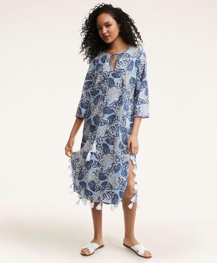 Cotton Voile Butterfly Print Beach Coverup, image 1