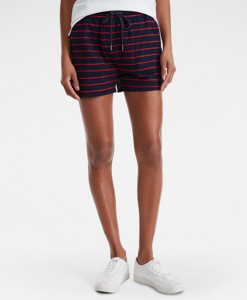 French Terry Striped Drawstring Shorts, image 1