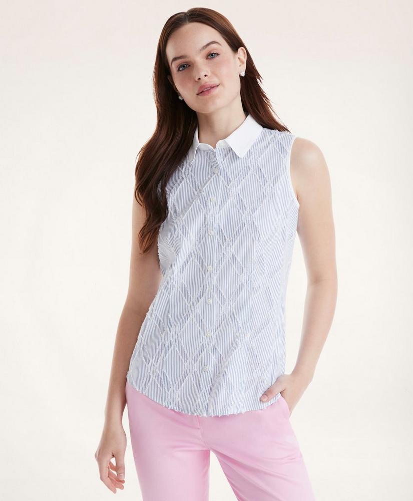 Fitted Cotton Jacquard Sleeveless Shirt, image 1