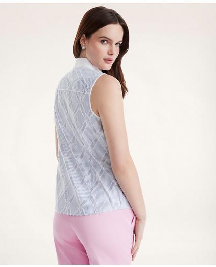 Fitted Cotton Jacquard Sleeveless Shirt, image 2