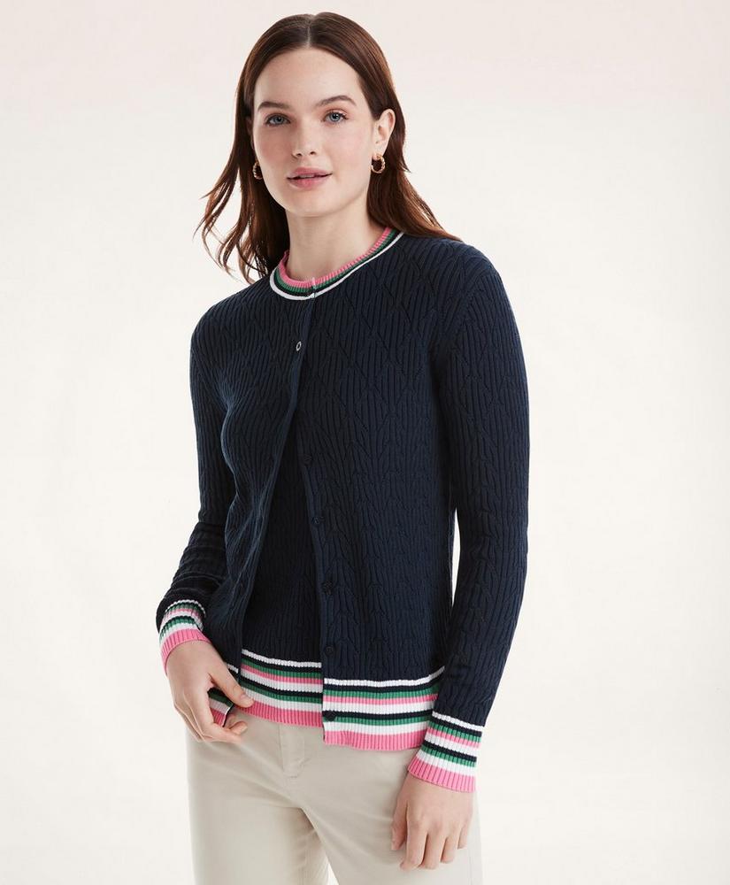 Cotton Pointelle Tipped Cardigan, image 1