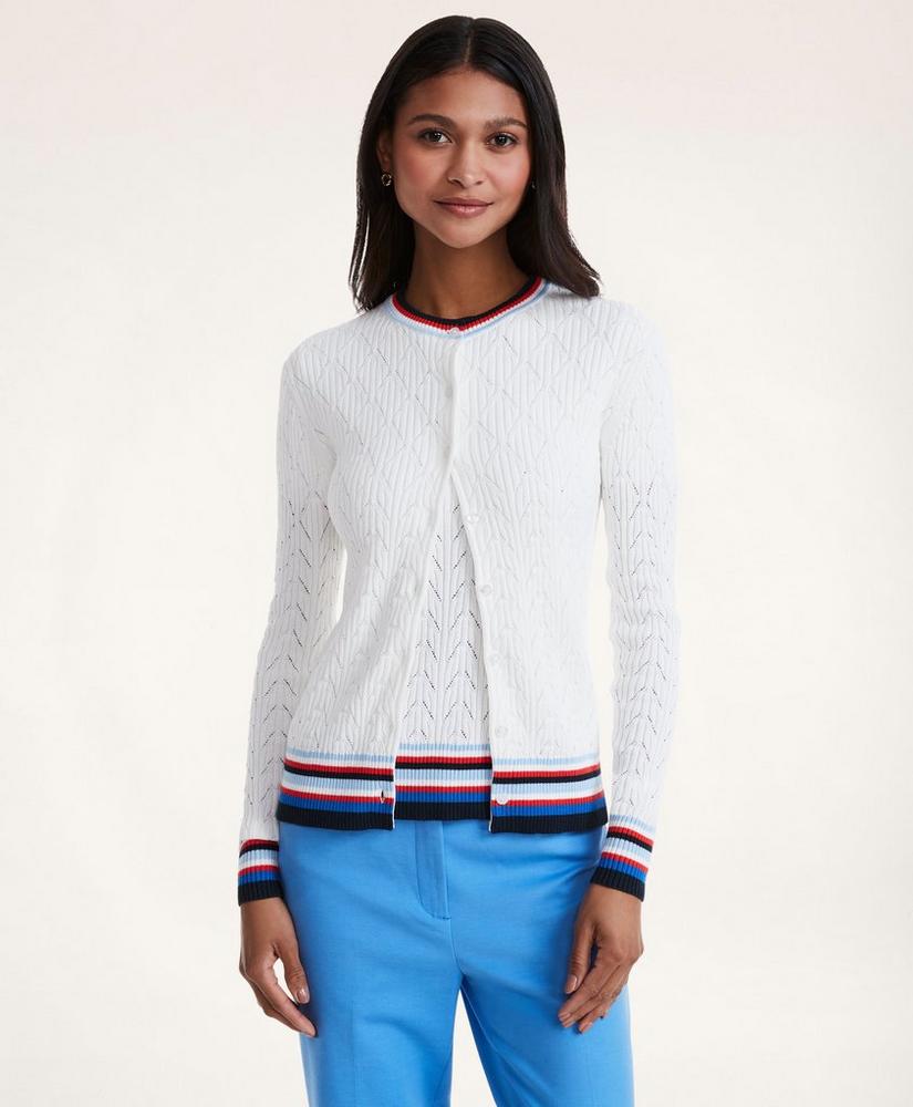 Cotton Pointelle Tipped Cardigan, image 1