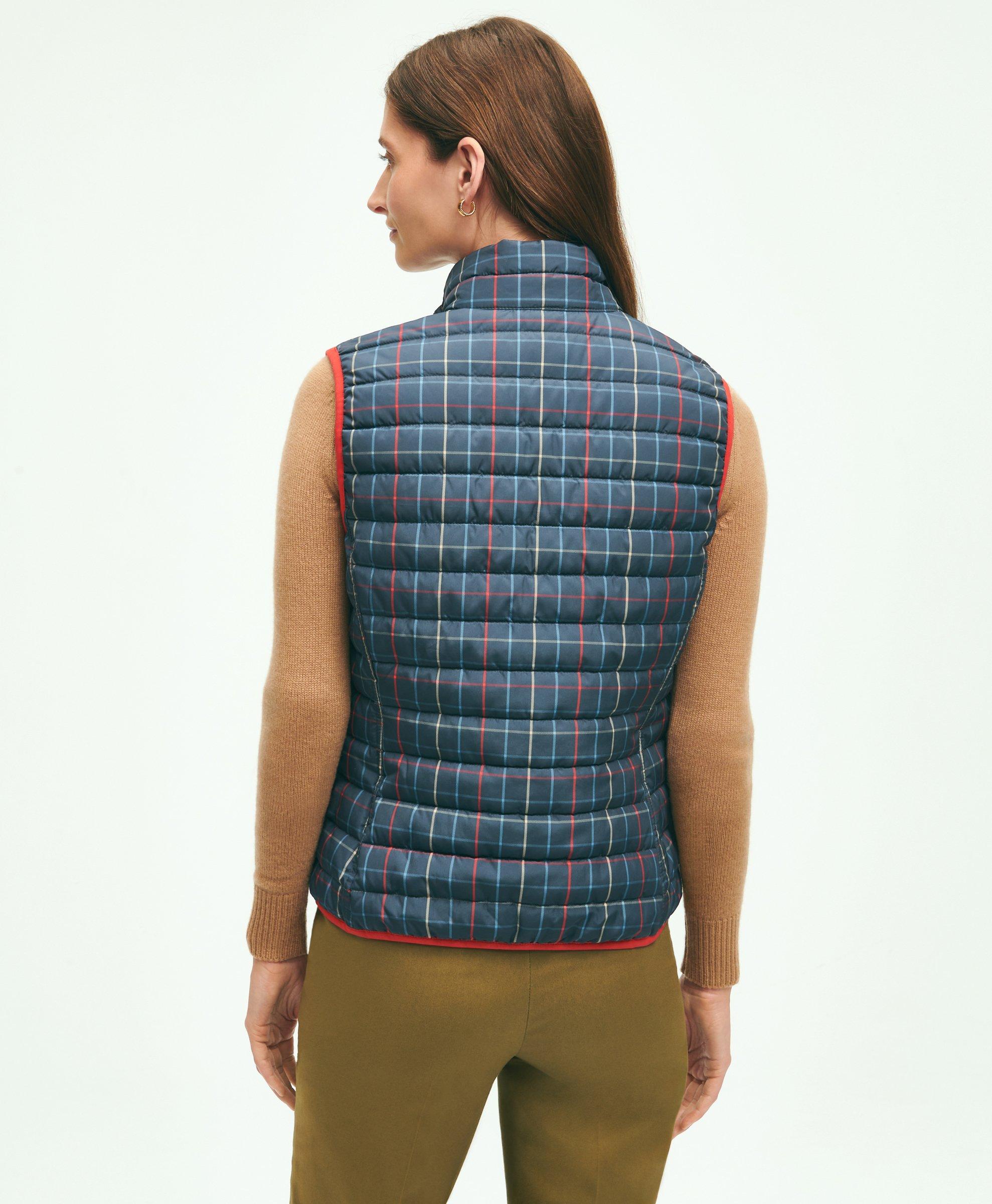 Womens plaid puffer outlet vest