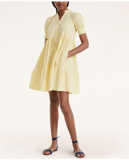 Cotton Tiered Gingham Dress, image 1
