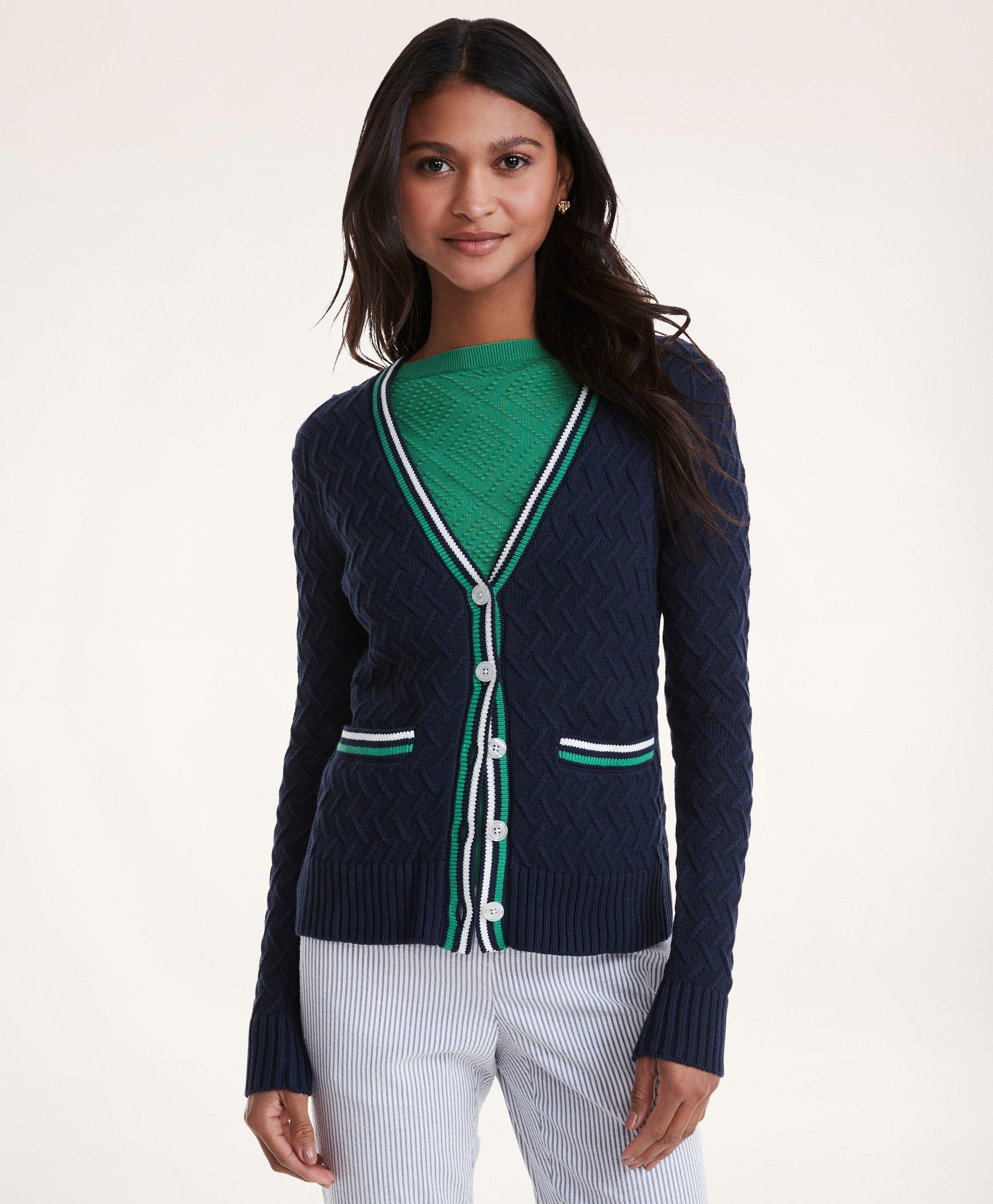 Navy pointelle cardigan hotsell