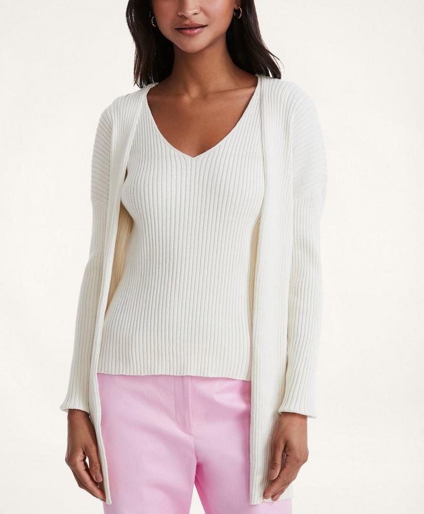 Cotton Linen Ribbed Open Cardigan, image 1