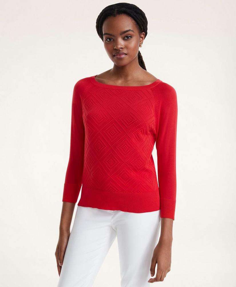 Cotton Boatneck Textured Sweater, image 1