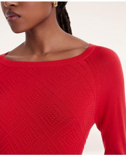 Cotton Boatneck Textured Sweater, image 2