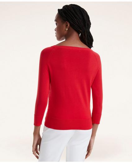 Cotton Boatneck Textured Sweater, image 3