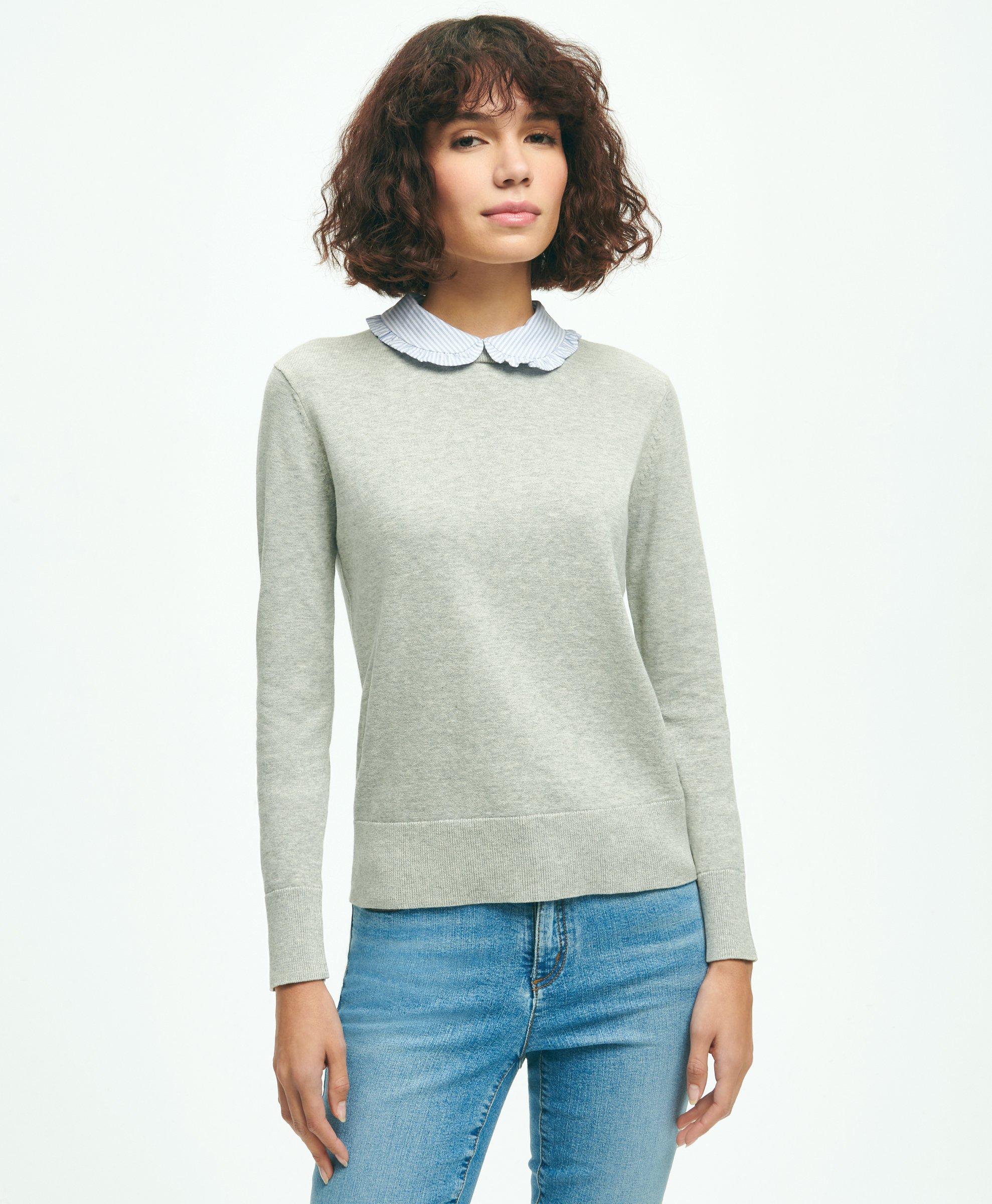 Denim Collar Sleeveless Sweater main image 0