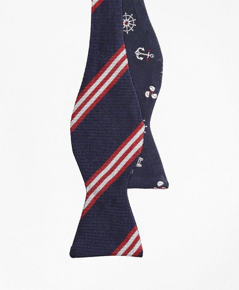 Nautical with Stripe Reversible Bow Tie, image 2