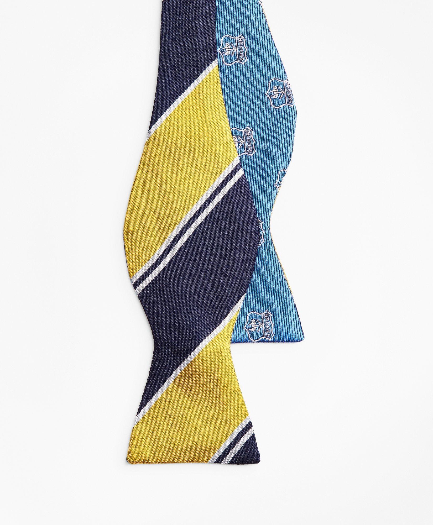 Crest with Stripe Reversible Bow Tie, image 2