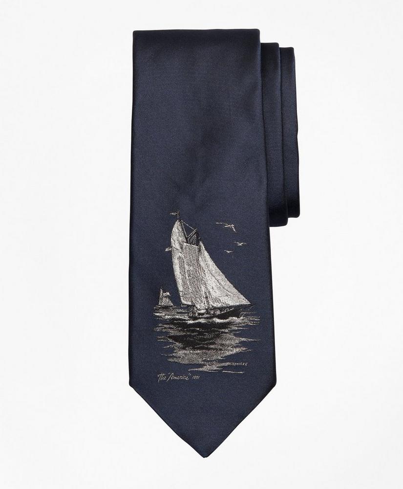 Limited Edition Archival Collection Sail Boat Motif Silk Tie, image 1