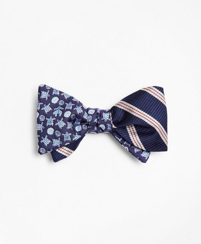Stripe with Sea Turtles Reversible Bow Tie, image 1