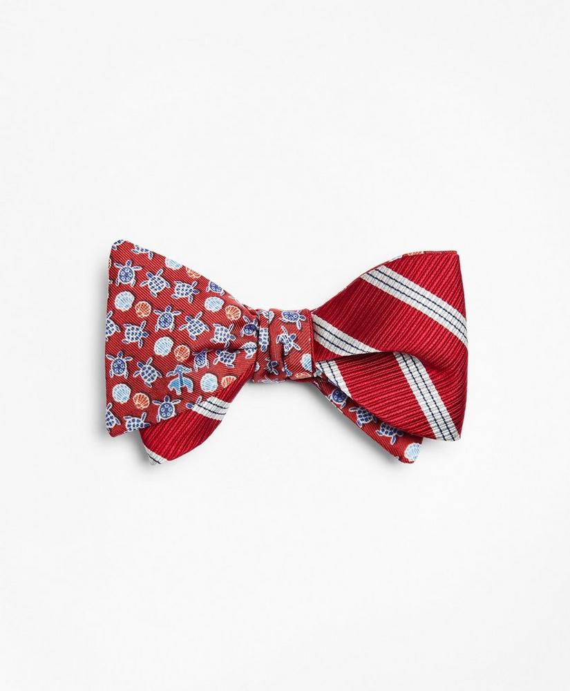Stripe with Sea Turtles Reversible Bow Tie, image 1