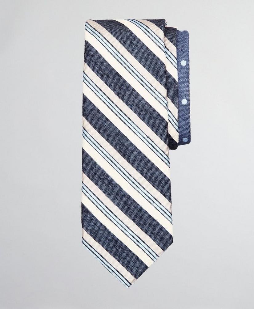 Silk and Linen Textured Variegated Stripe and Dot Tie, image 1