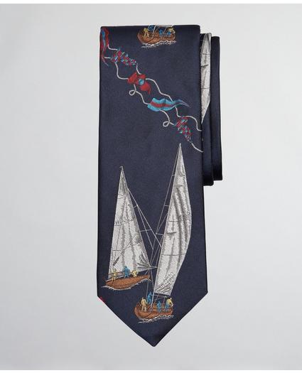 Limited Edition Archival Collection Sail Boat and Sail Flag Silk Tie, image 1