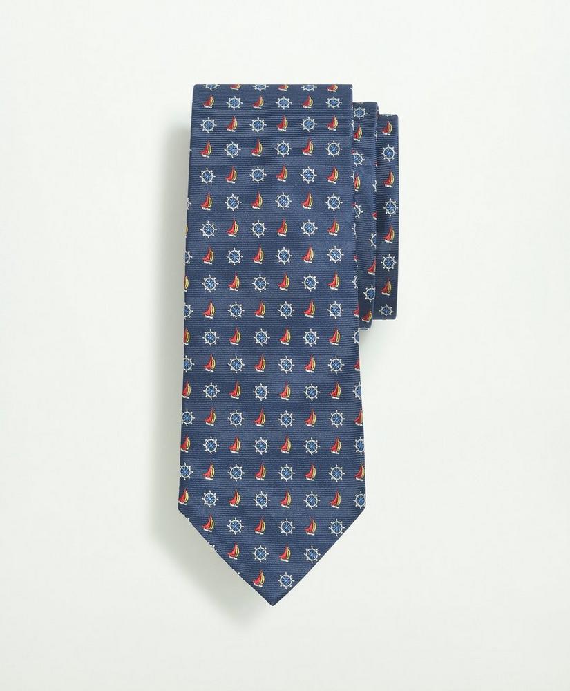 Silk Sailboat Pattern Tie, image 1