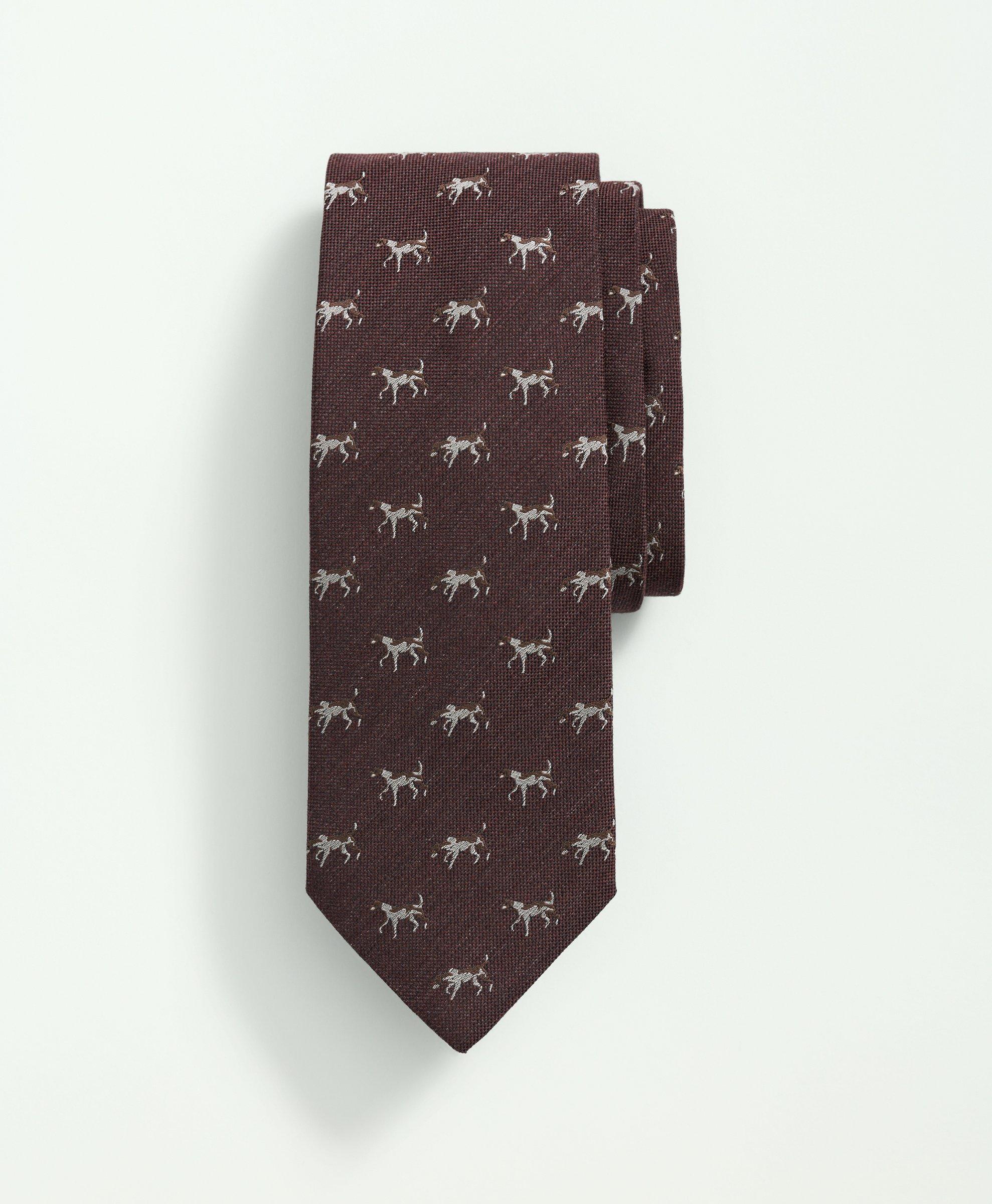 Silk Wool Embroidered Pointer Hound Tie, image 1
