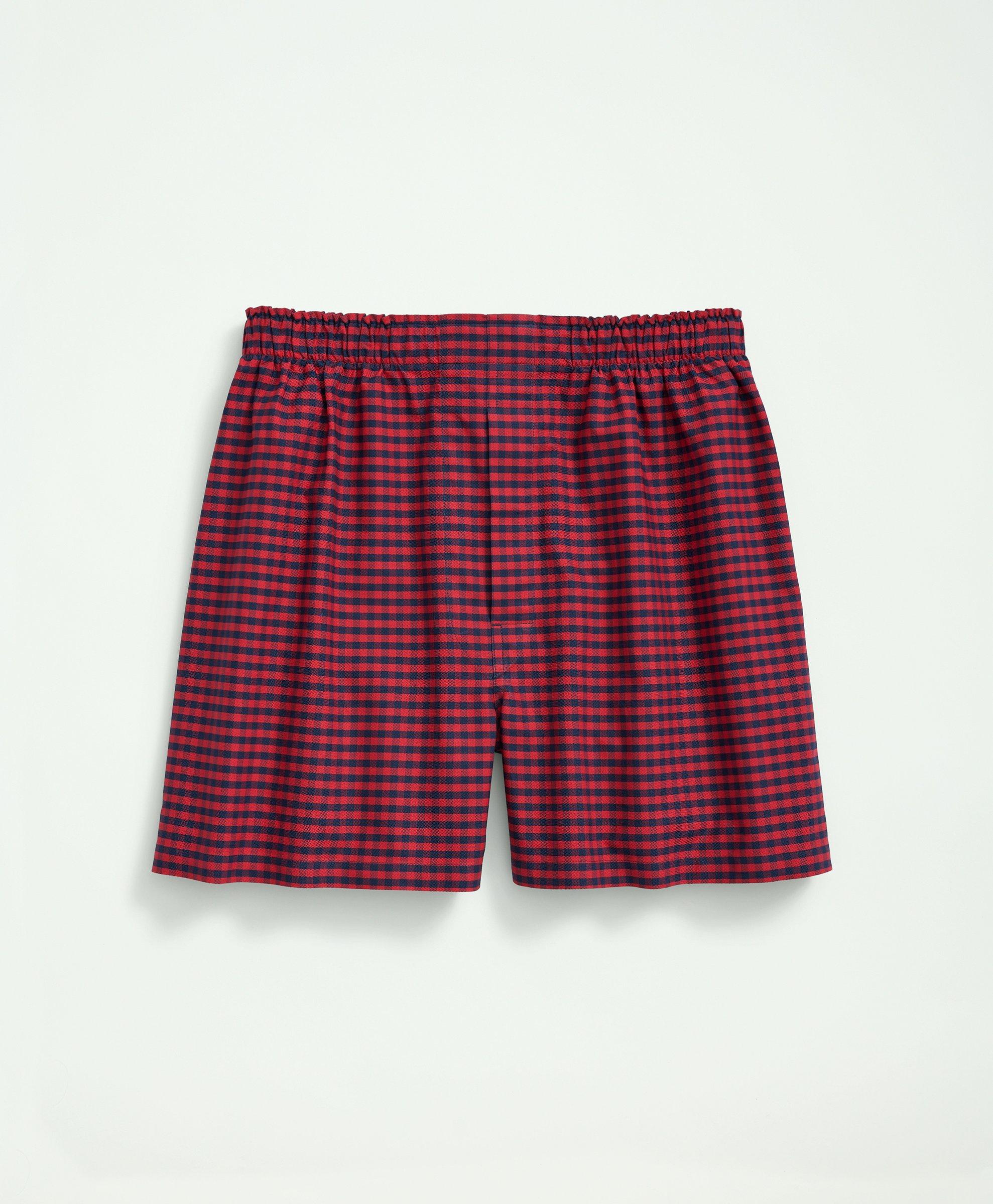 Cotton Oxford Gingham Boxers, image 1