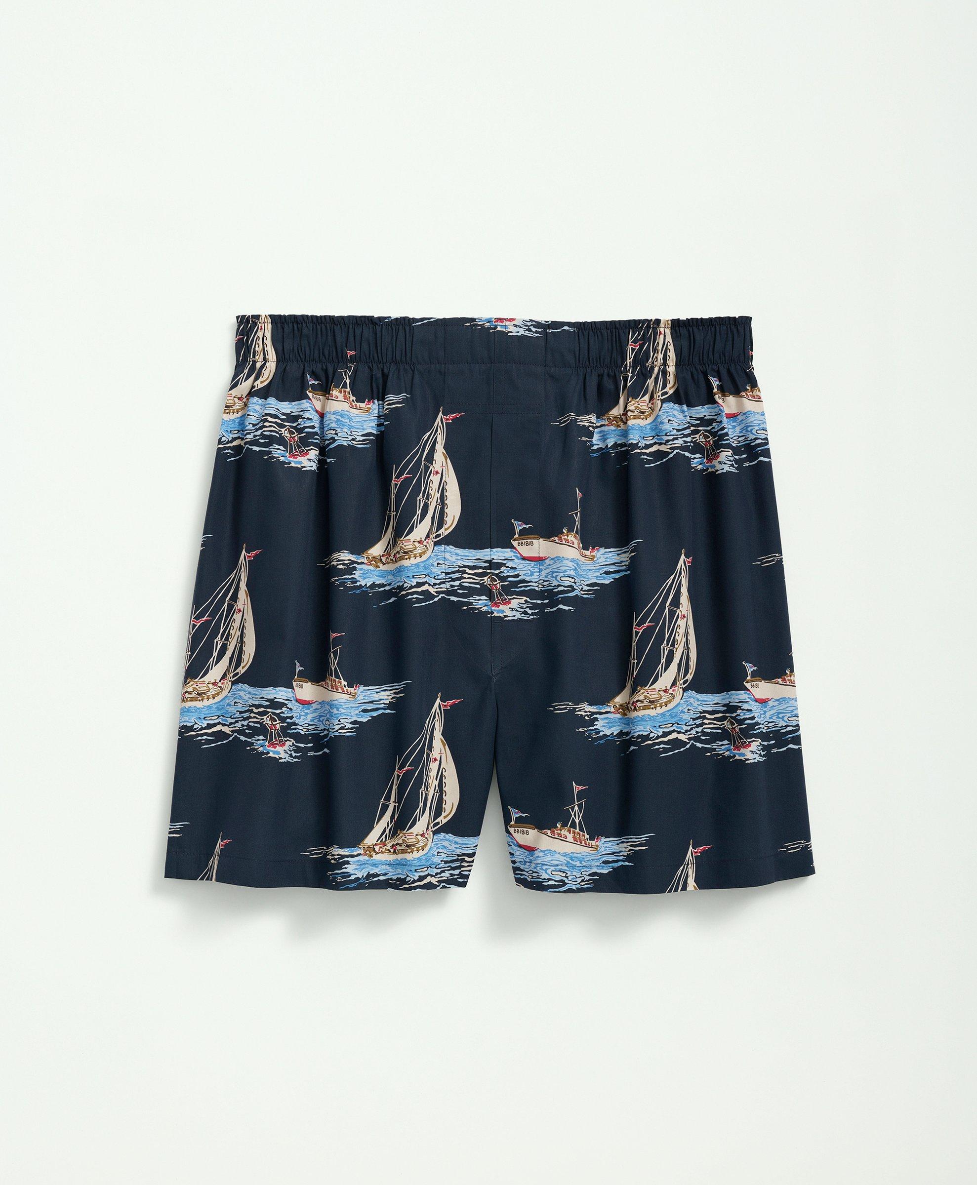 Cotton Broadcloth Sailboat Print Boxers