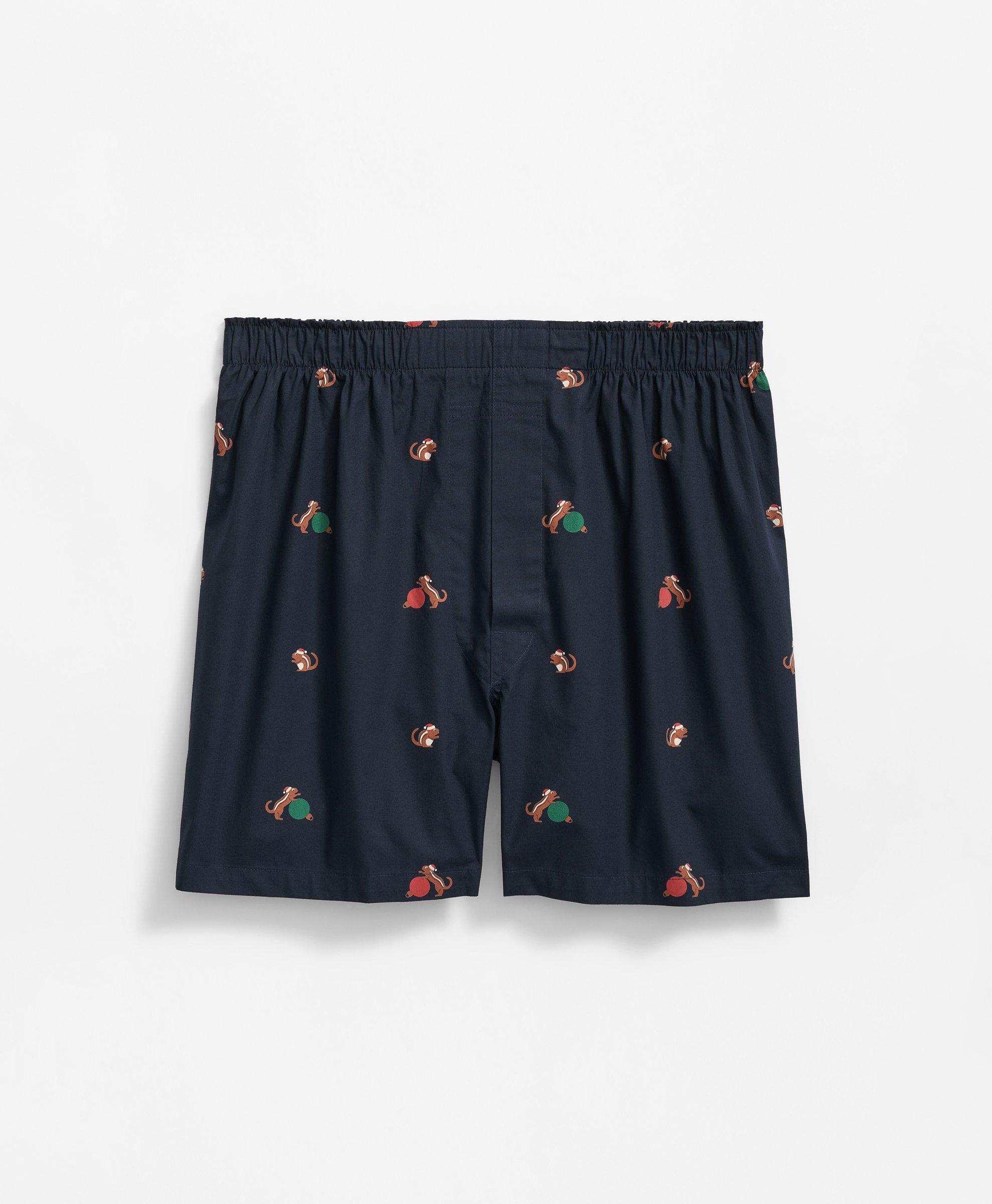 Brooks Brothers Cotton Broadcloth Chipmunk-pattern Boxers In Navy