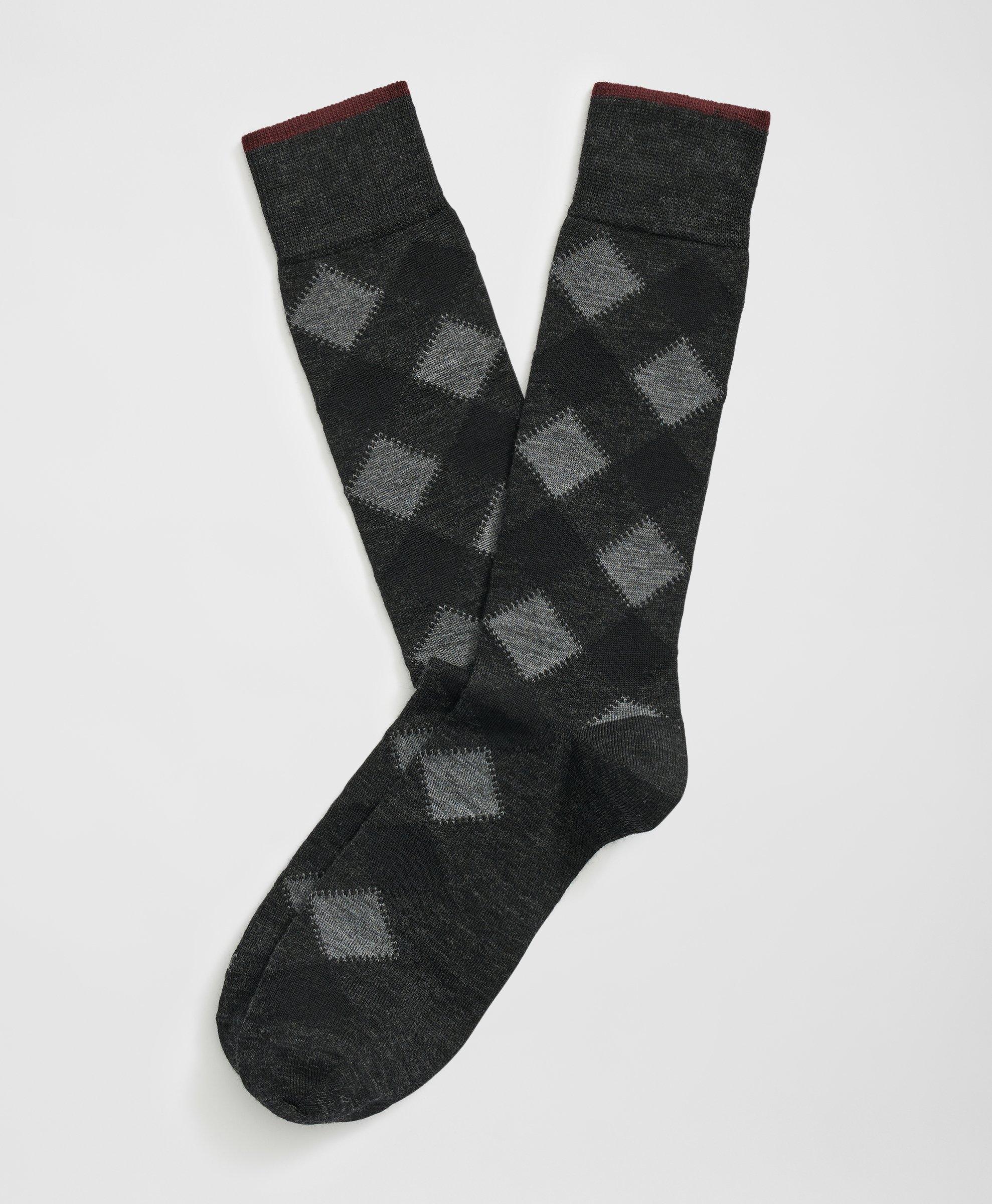 Brooks Brothers Wool Blend Argyle Socks In Black
