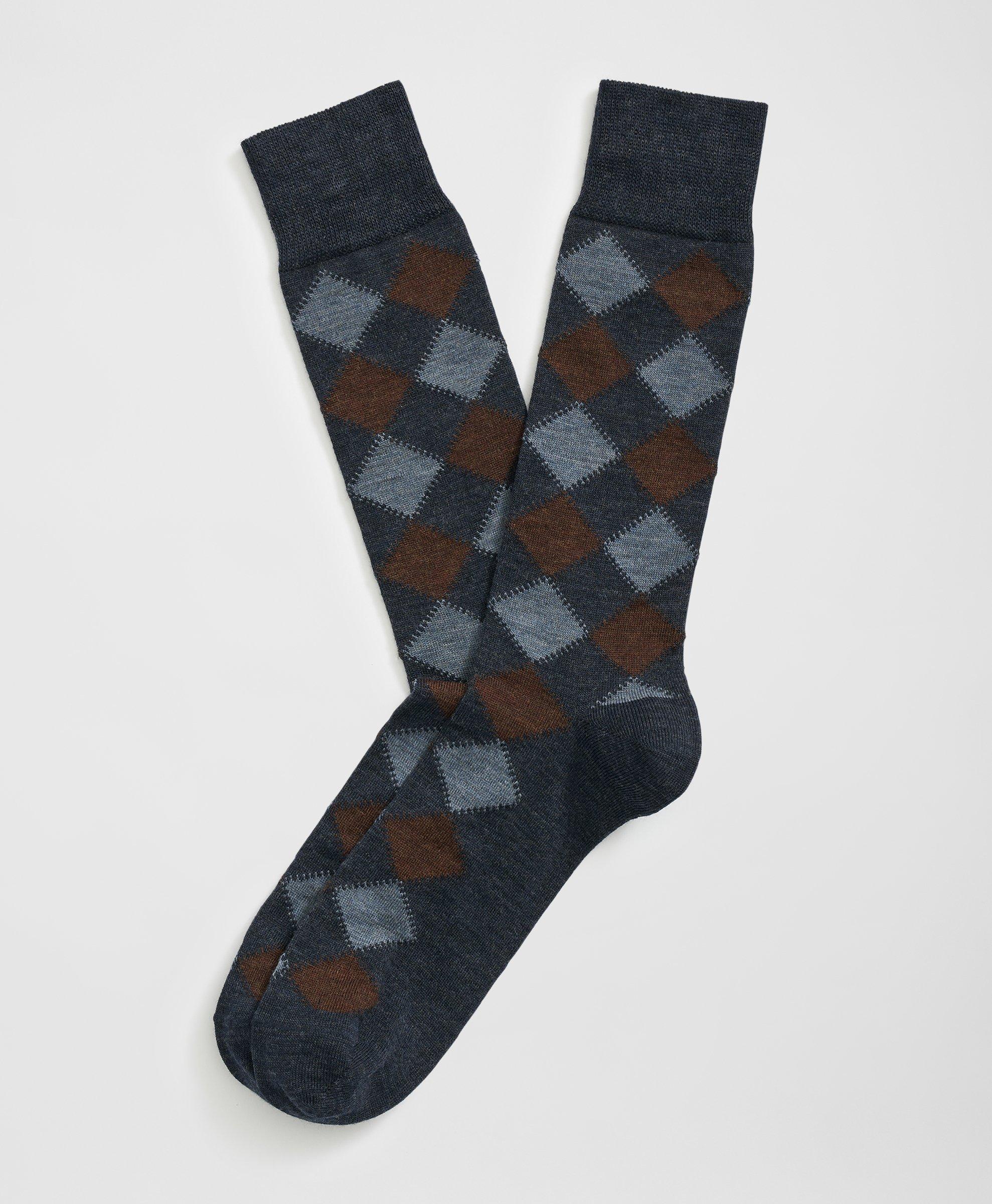 Shop Brooks Brothers Wool Blend Argyle Socks In Blue