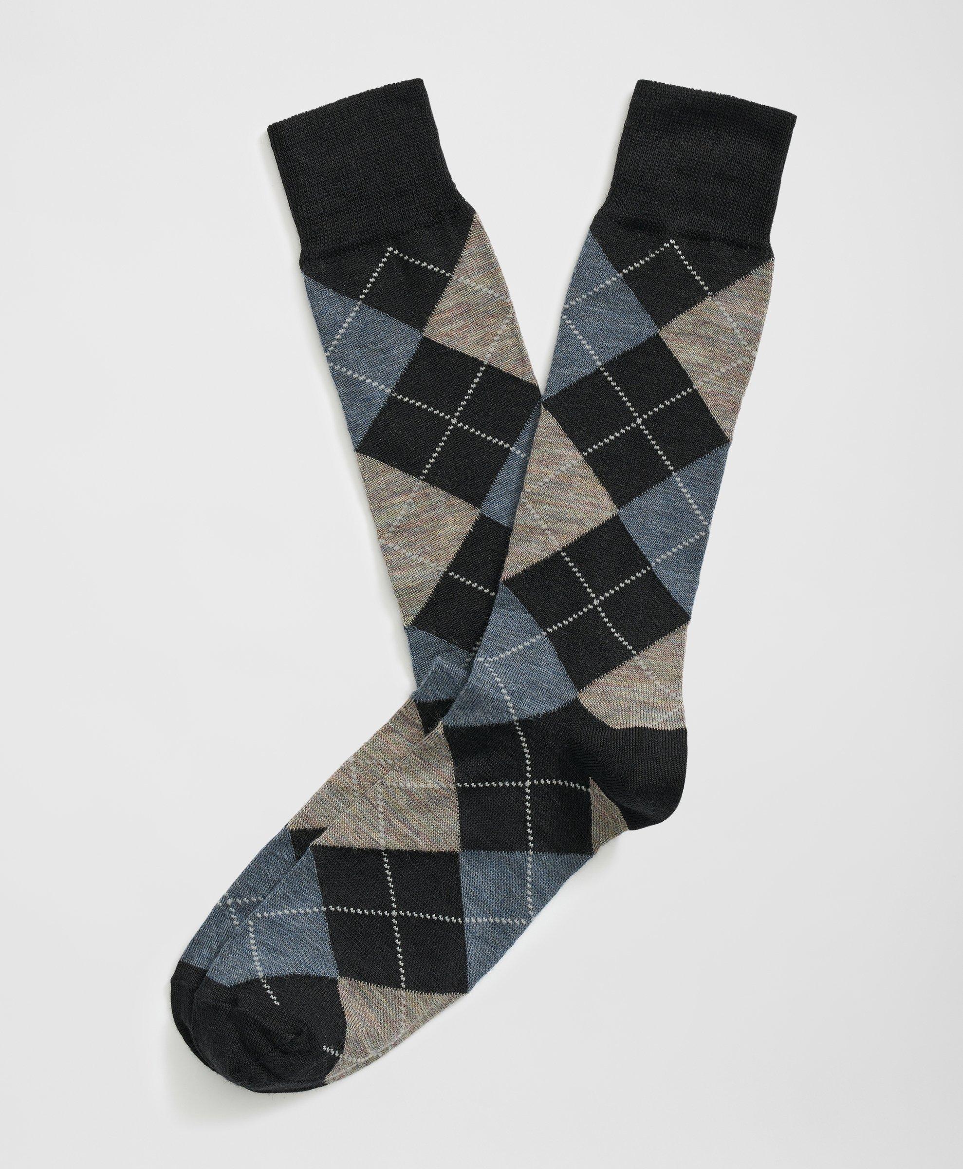 Brooks Brothers Wool Blend Argyle Socks In Black