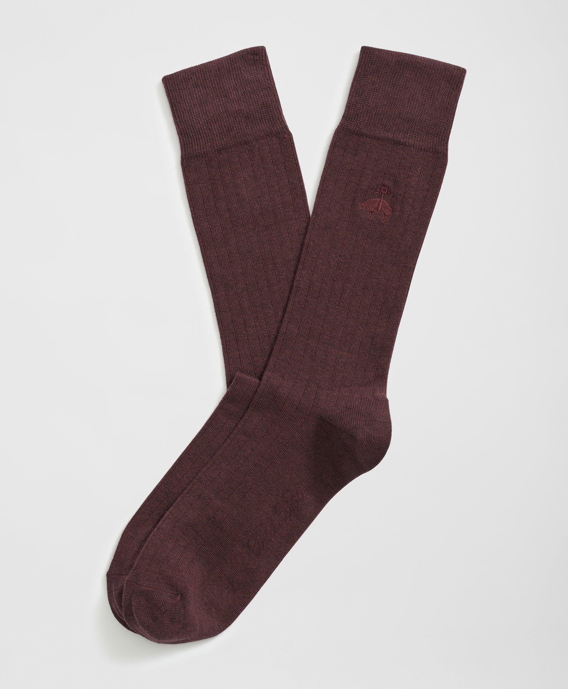 Brooks Brothers Cotton Blend Ribbed Socks In Burgundy