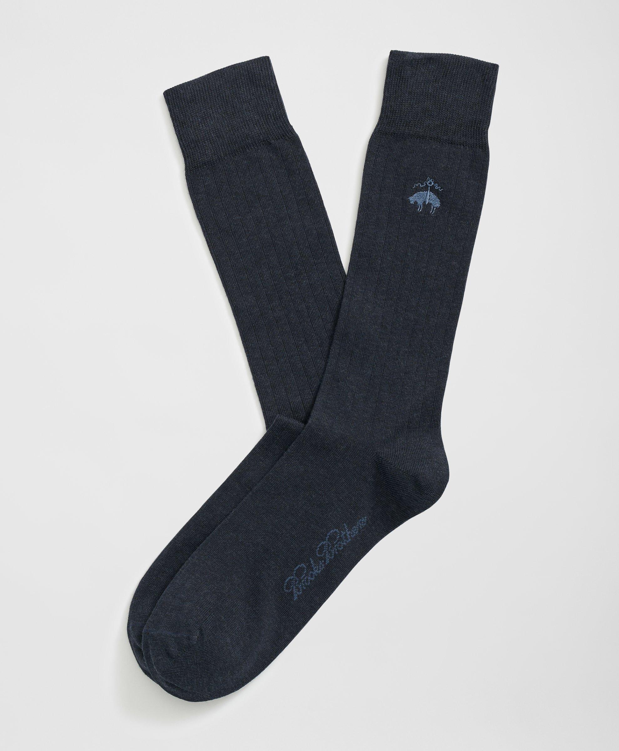 Brooks Brothers Cotton Blend Ribbed Socks In Navy
