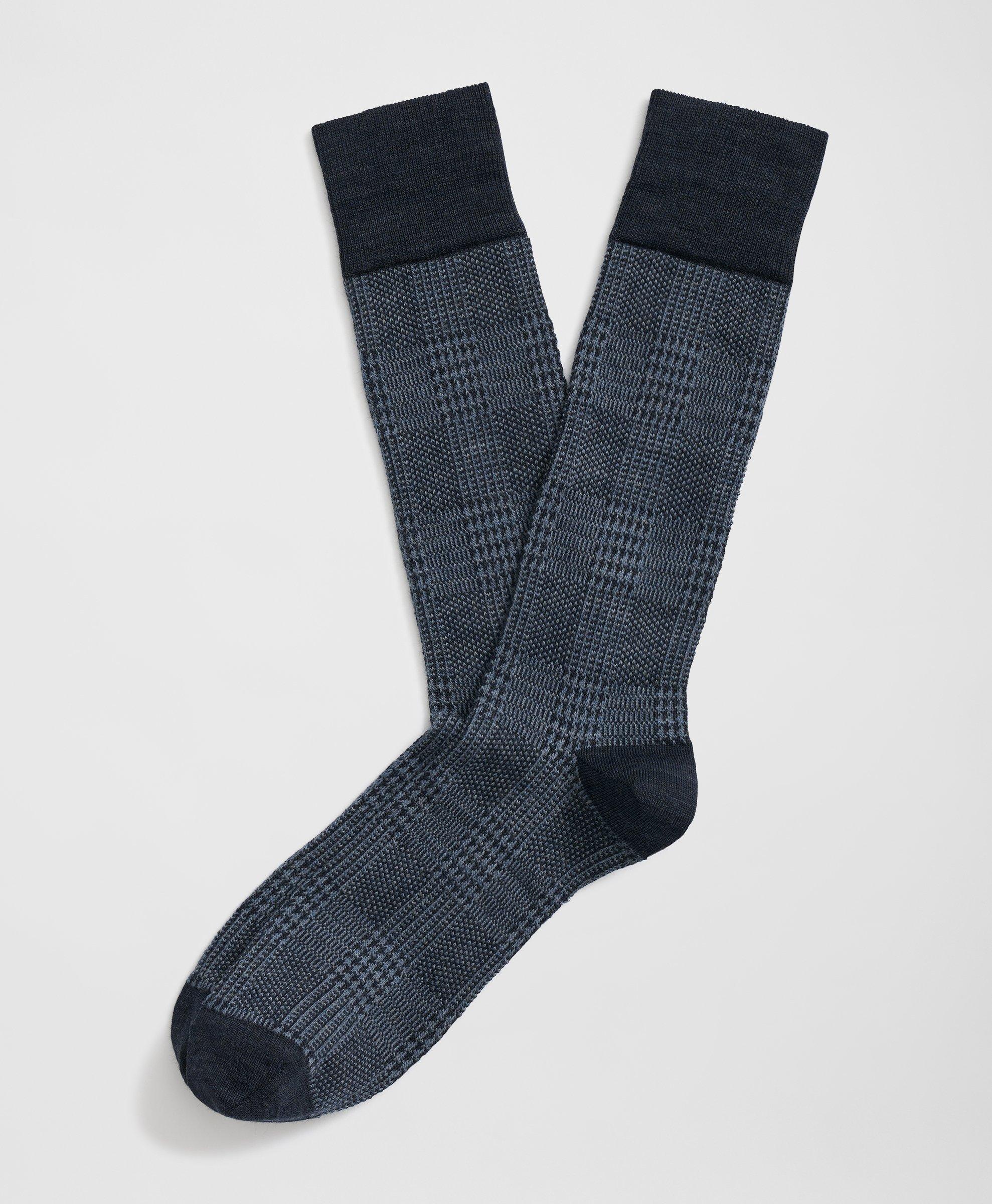 Brooks Brothers Wool Blend Prince Of Wales Socks In Blue
