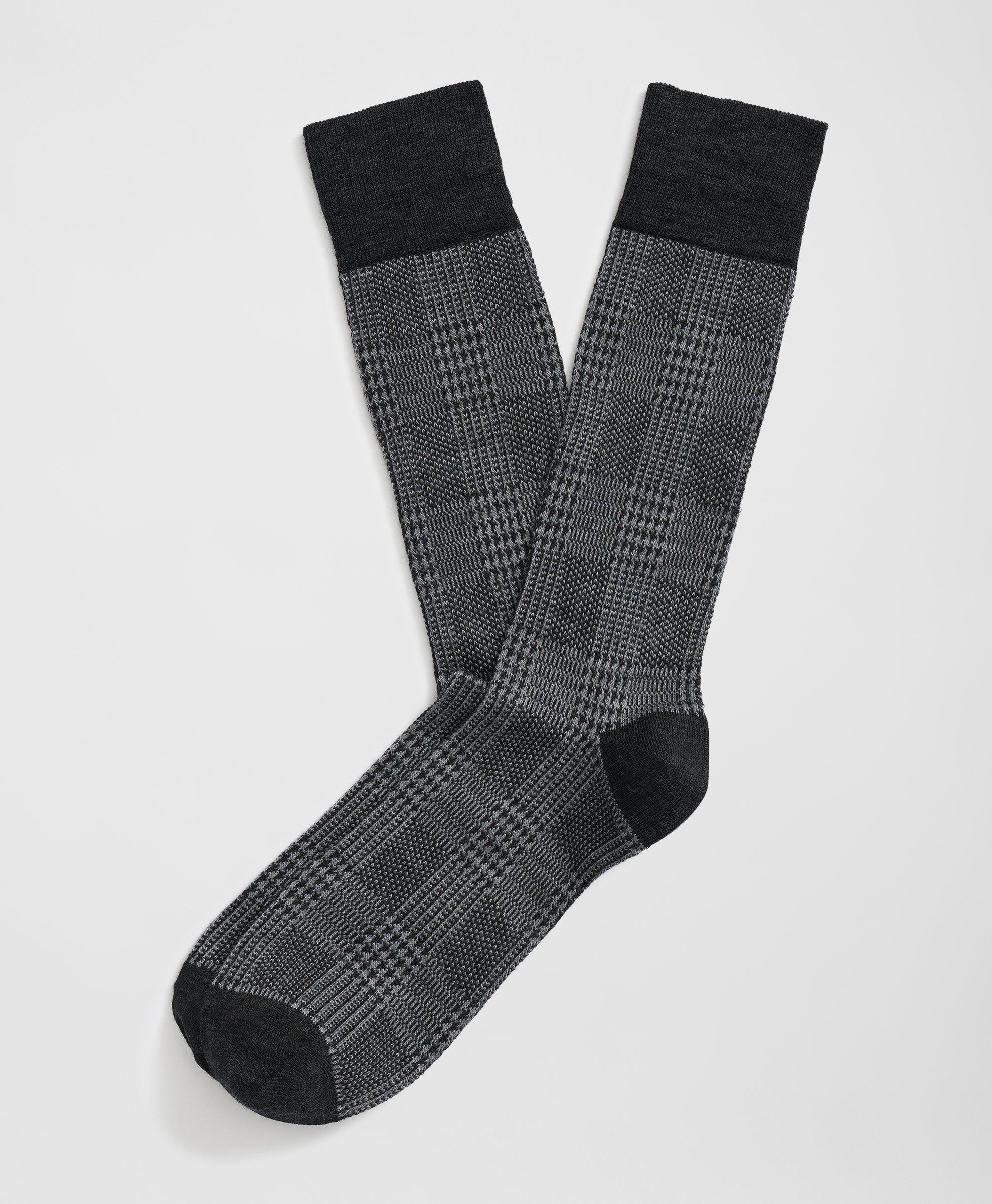 Brooks Brothers Wool Blend Prince Of Wales Socks In Grey
