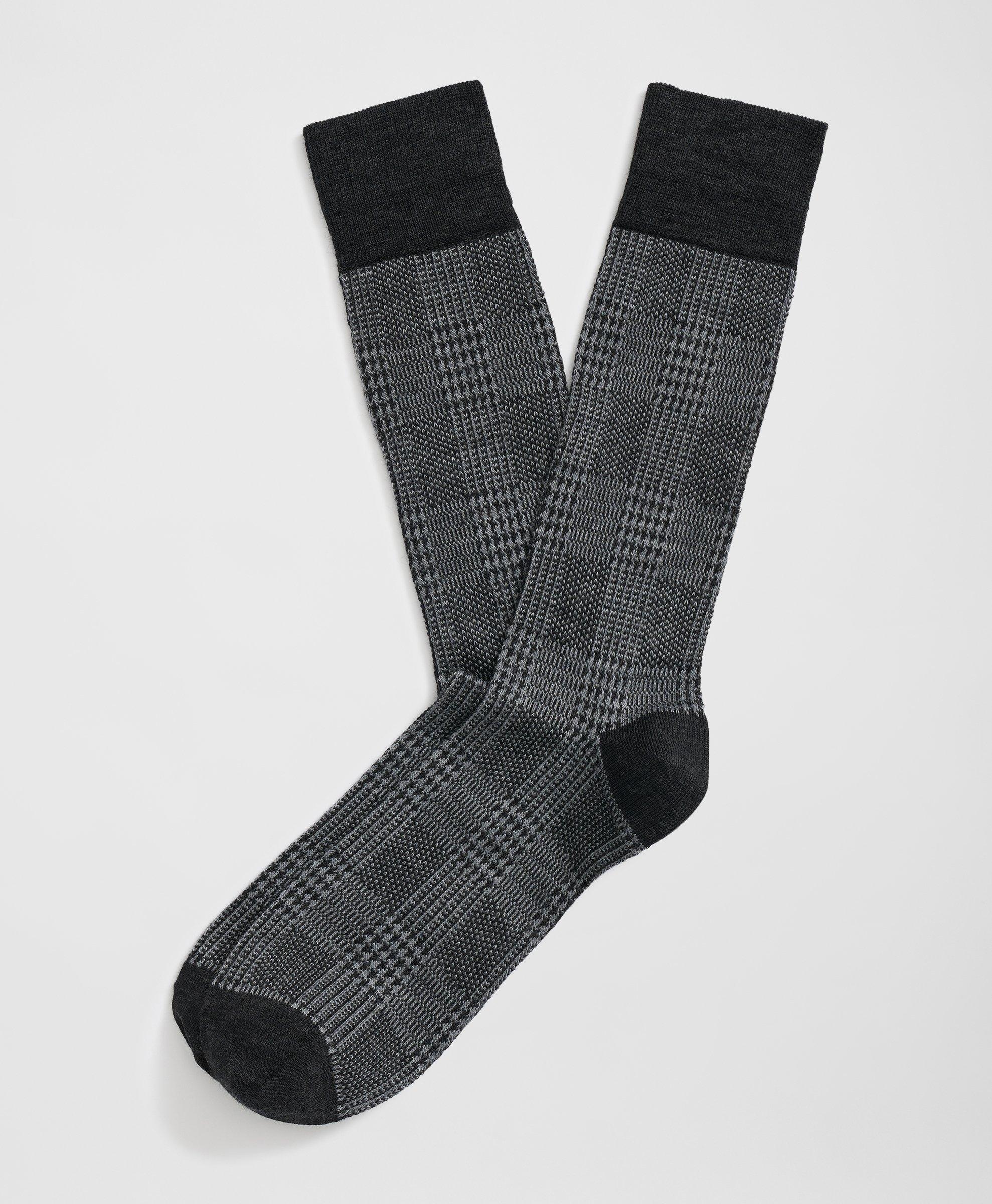 Shop Brooks Brothers Wool Blend Prince Of Wales Socks In Grey