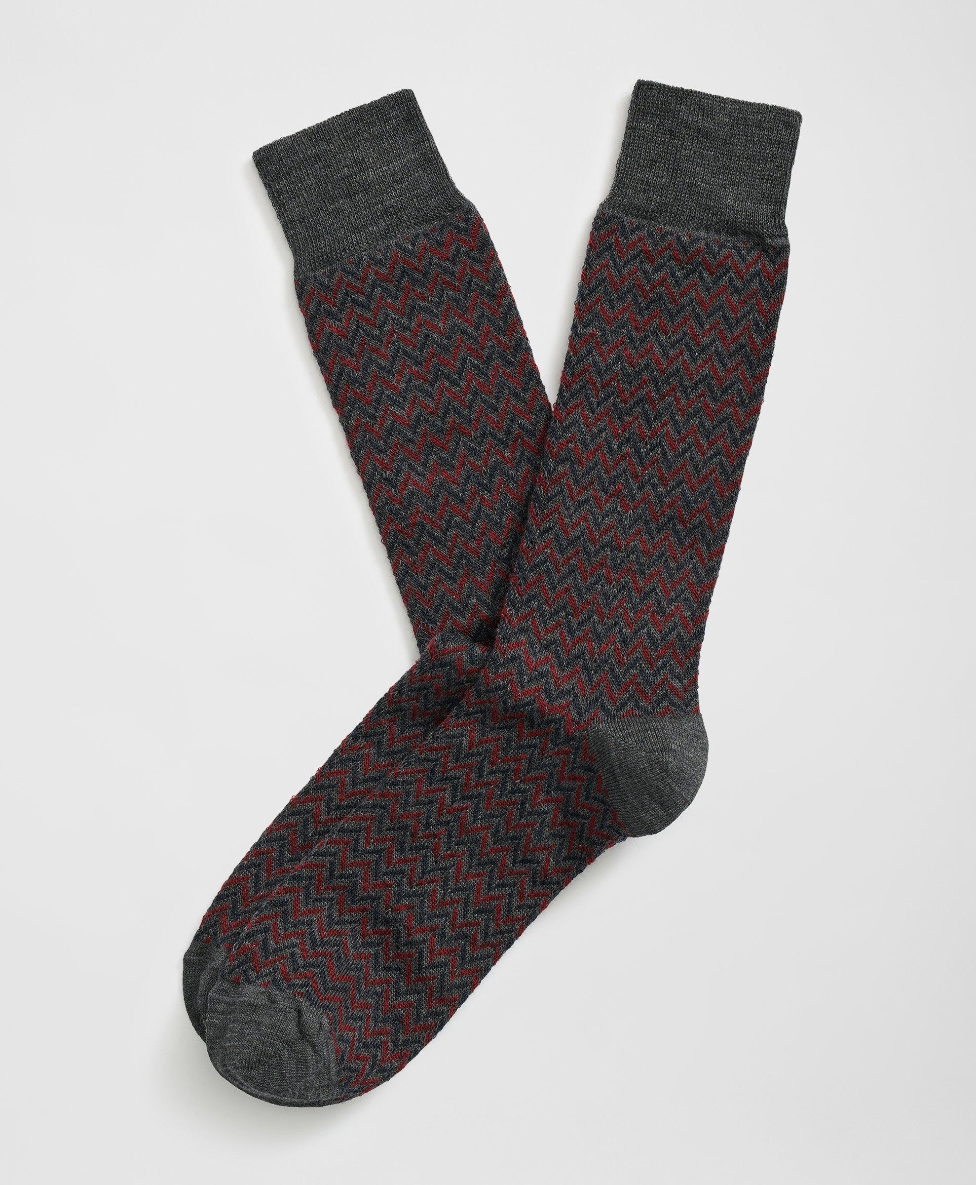Brooks Brothers Wool Blend Herringbone Socks In Grey