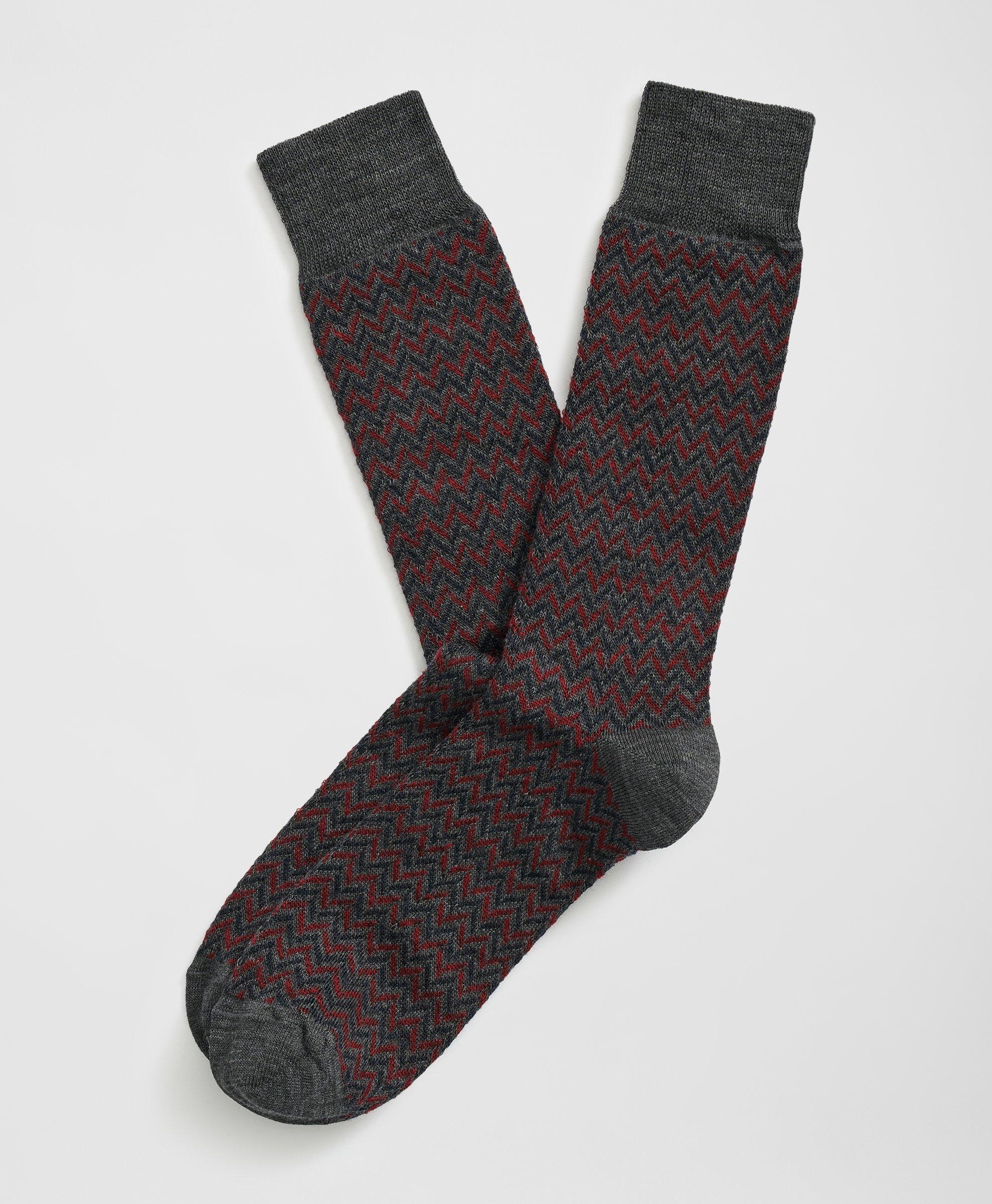 Shop Brooks Brothers Wool Blend Herringbone Socks In Grey