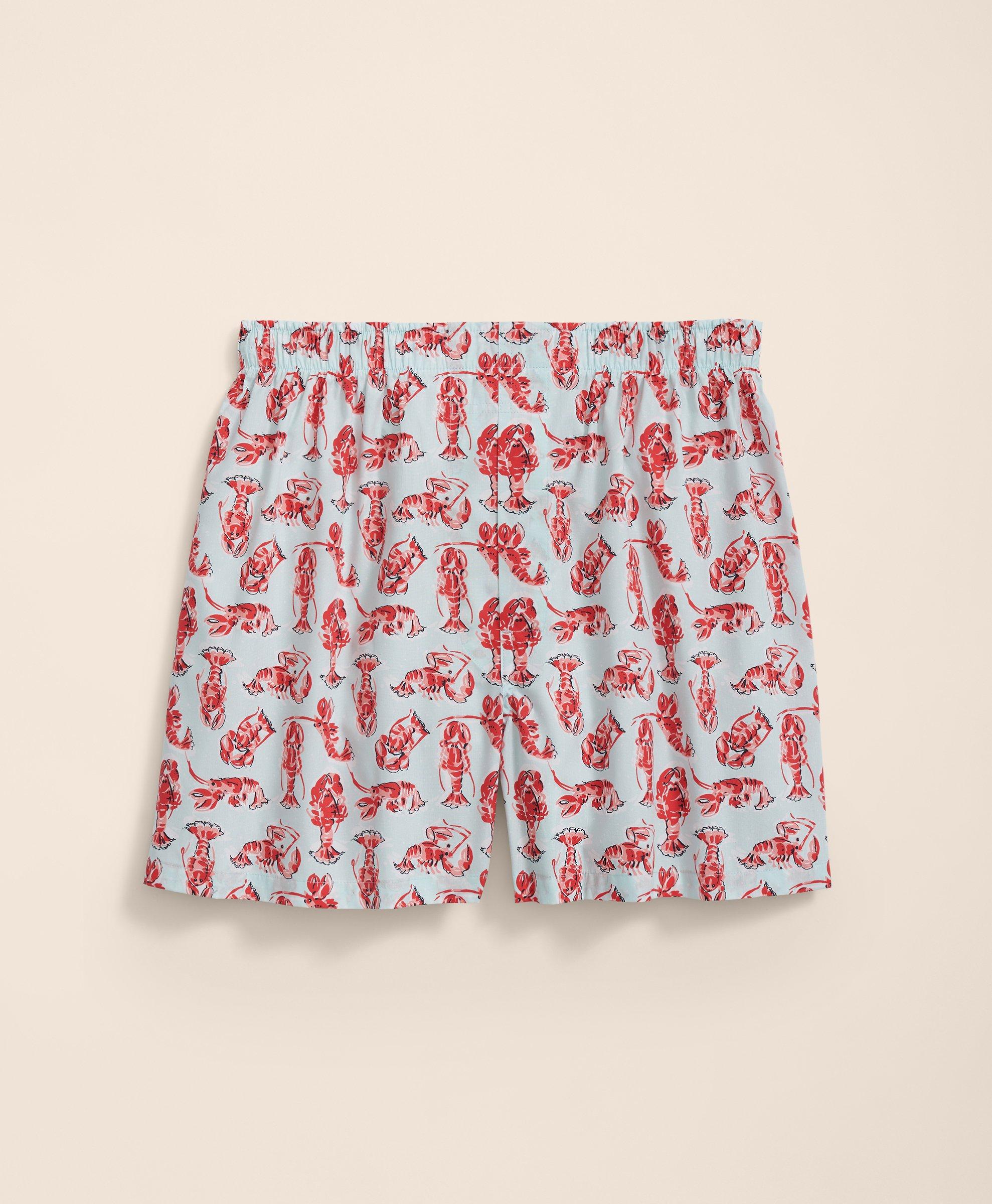 Brooks Brothers Cotton Broadcloth Lobster Motif Boxers In Red