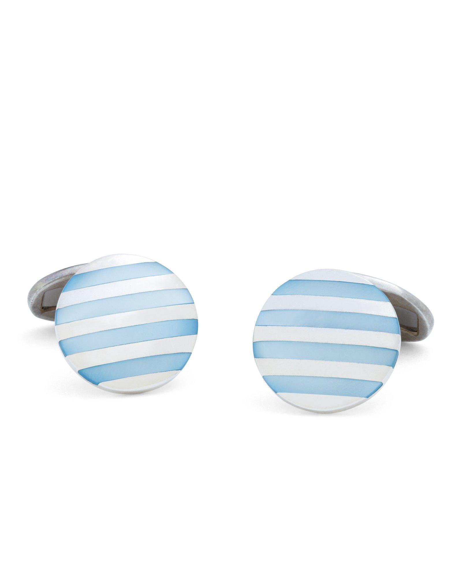 Blue Stripe Mother-of-Pearl Cuff Links, image 1