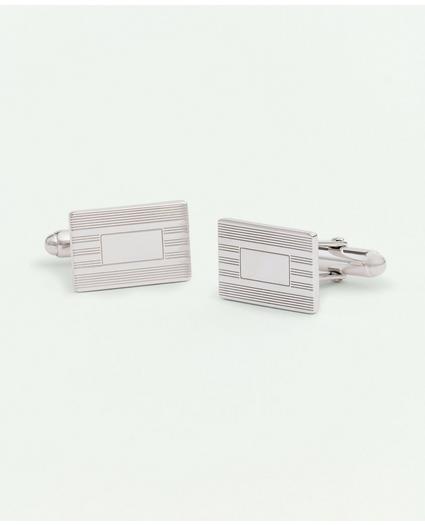 Sterling Silver Engravable Rhodium-Plated Cufflinks, image 1