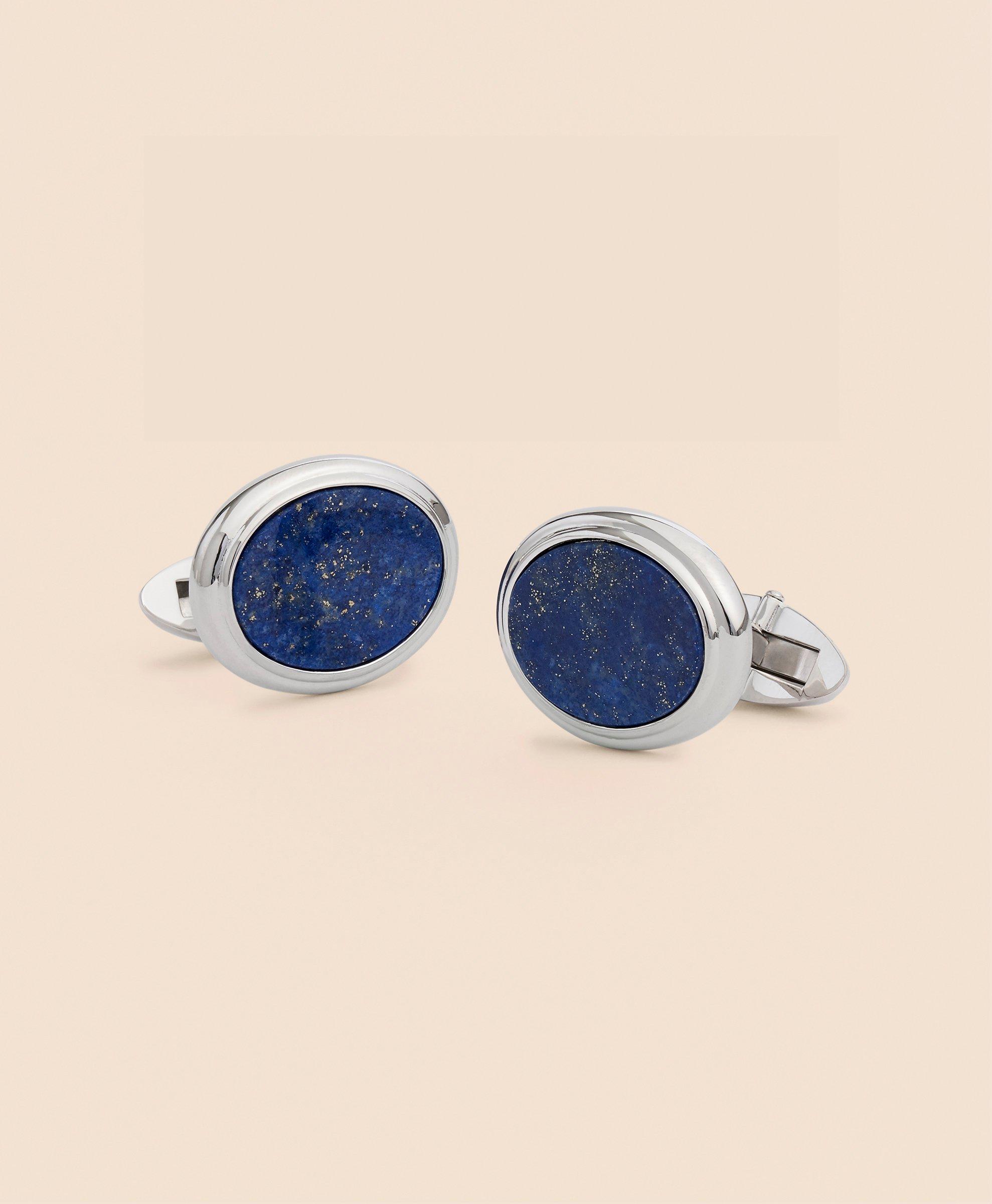 Sterling Silver Oval Rhodium-Plated Cufflinks