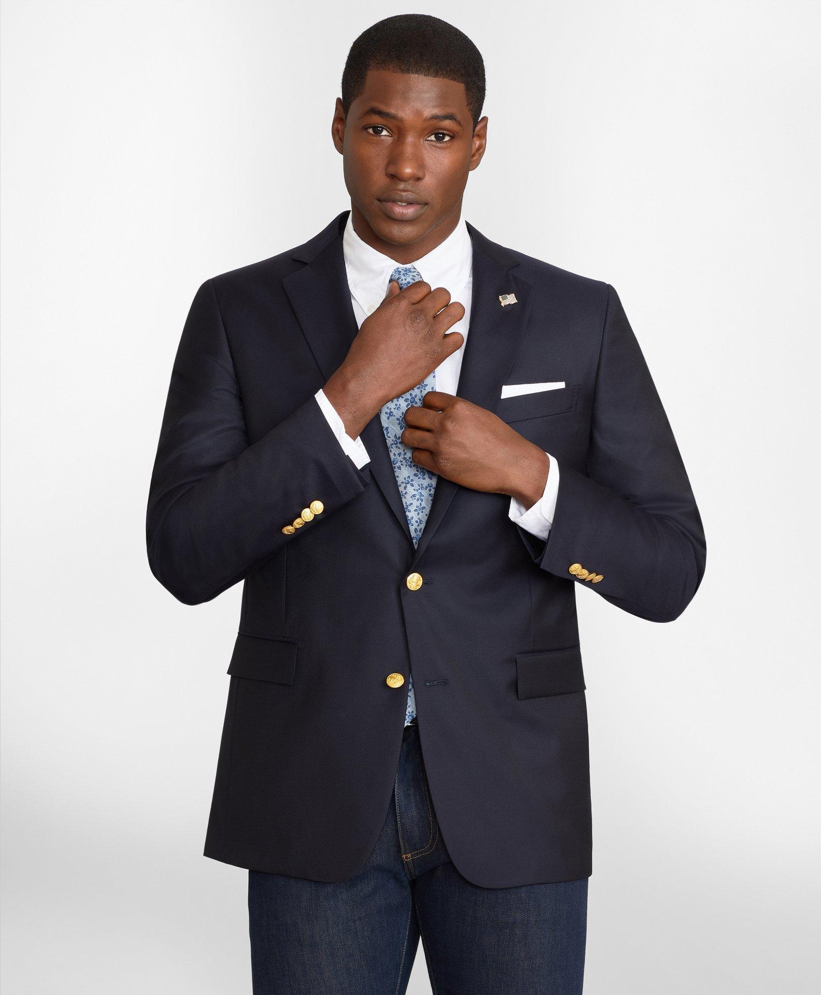 Brooks Brothers Men's Regent Classic-Fit Two-Button 1818 Blazer | Navy | Size 46 Long - Shop Holiday Gifts and Styles