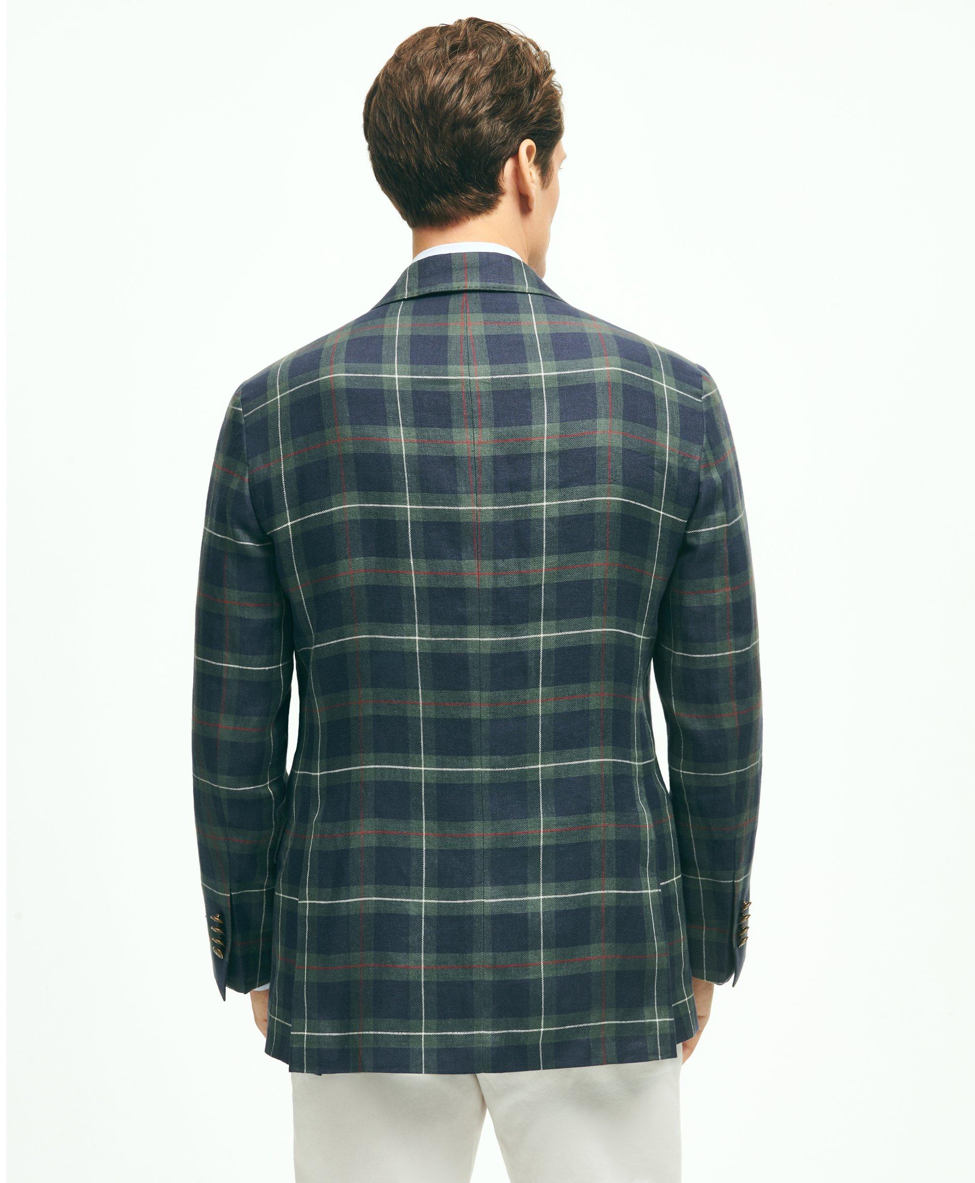 Regent Classic-Fit Linen Plaid Blazer, image 3