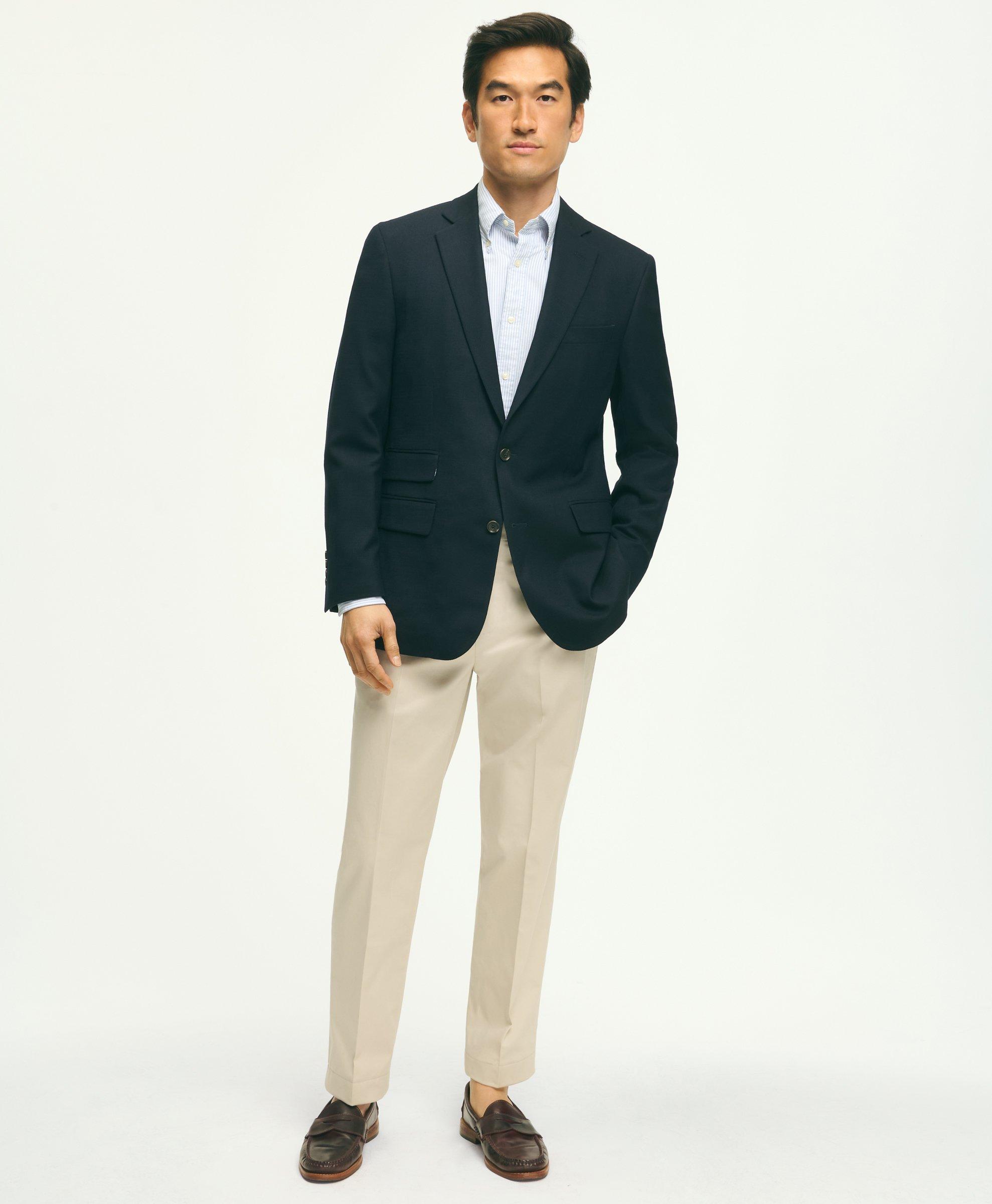 Classic Fit Stretch Wool Hopsack Blazer