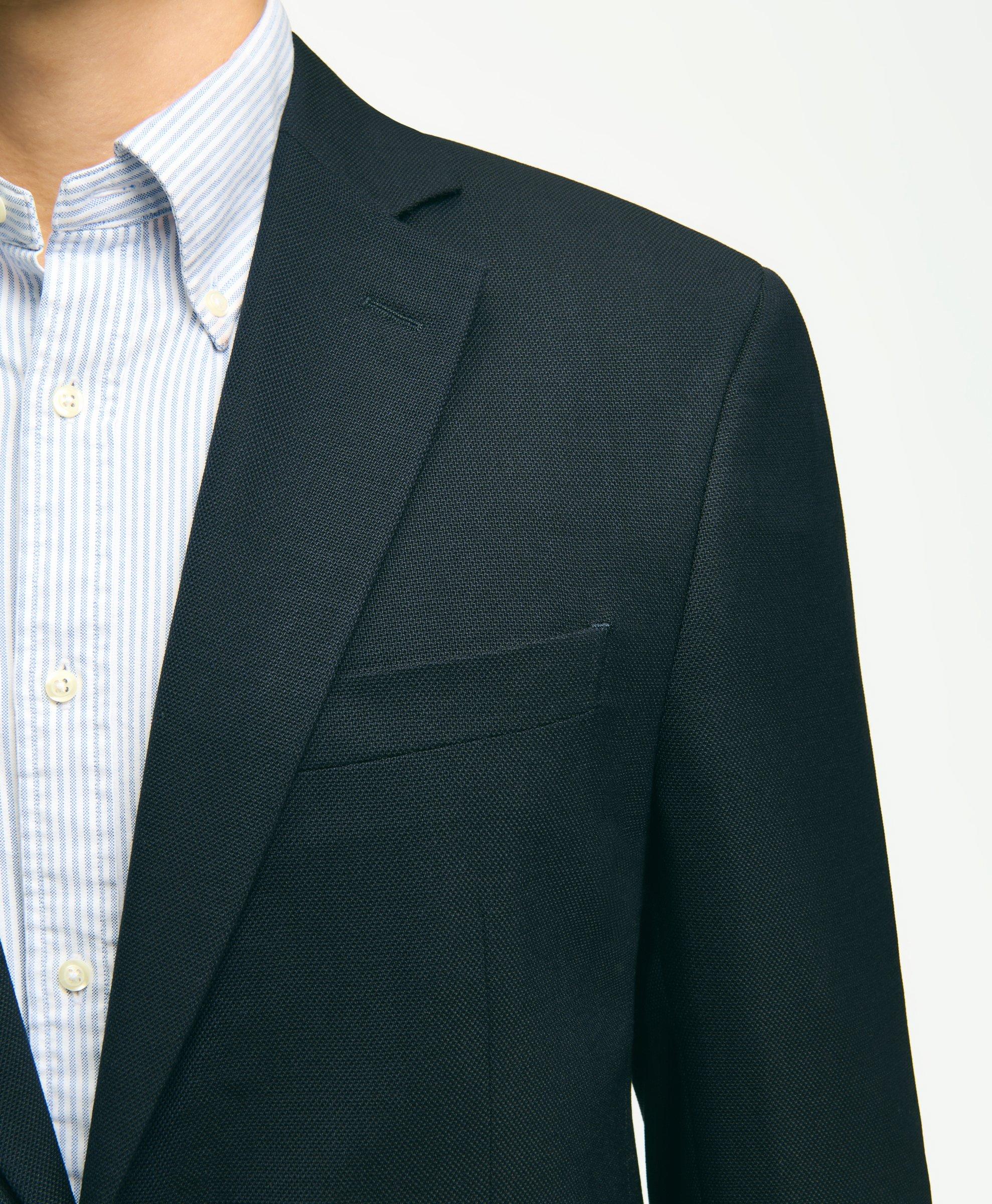 Classic Fit Stretch Wool Hopsack Blazer