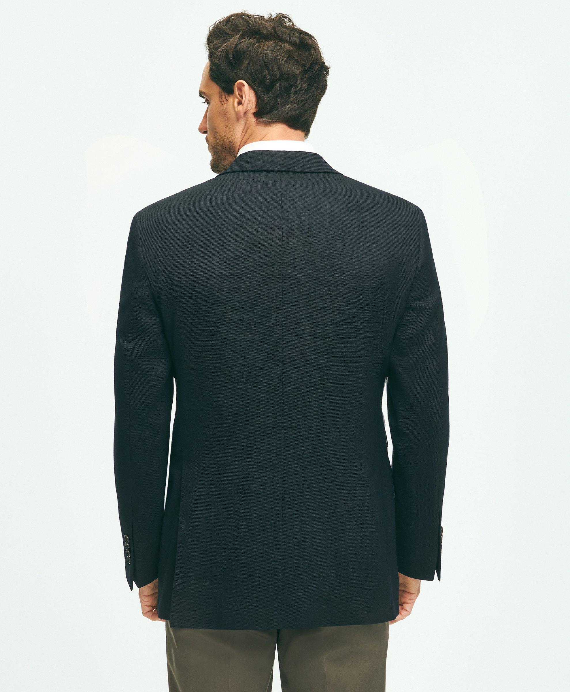 Traditional Fit Stretch Wool Hopsack Blazer