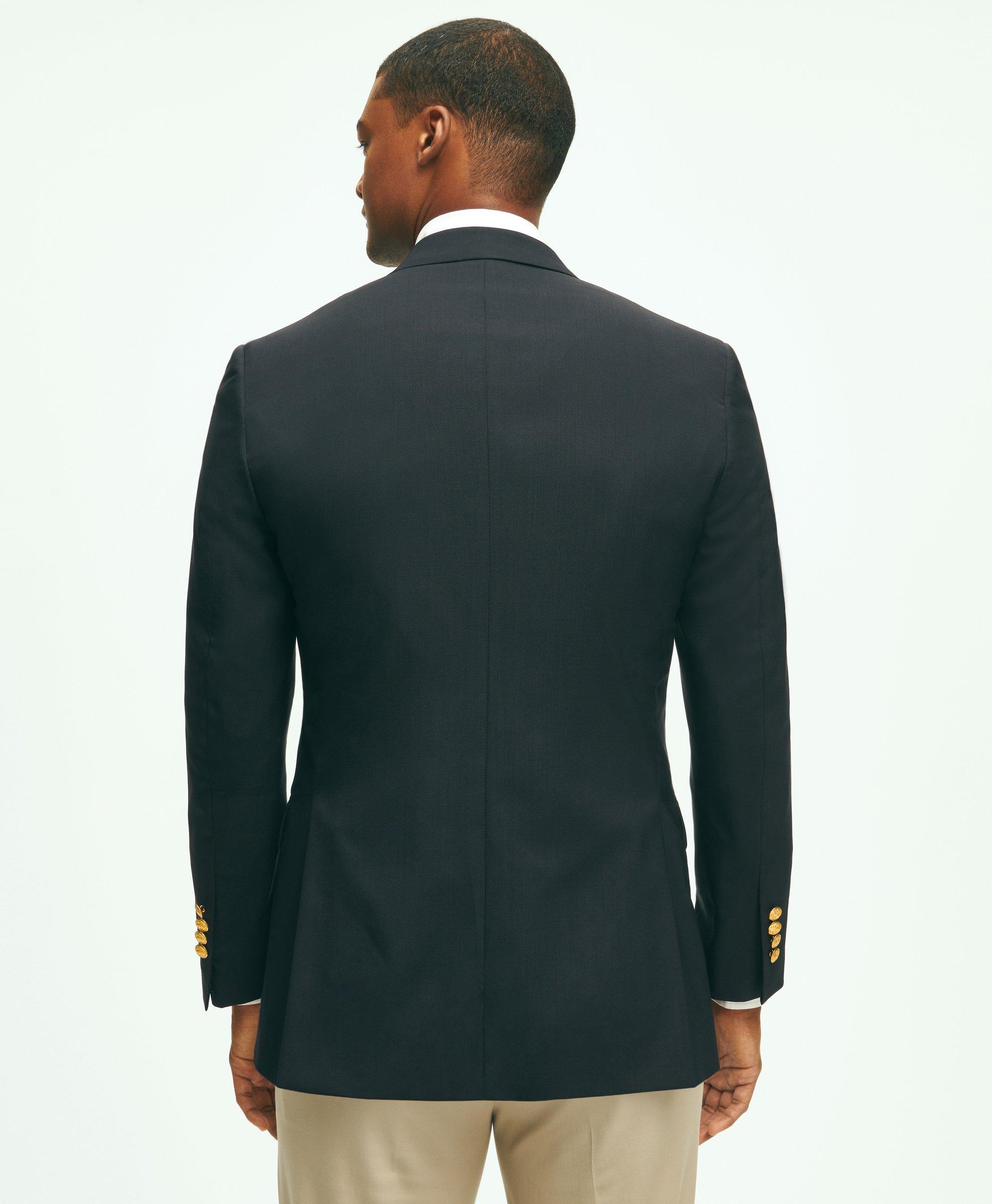 Men's Navy Wool Double-Breasted Blazer