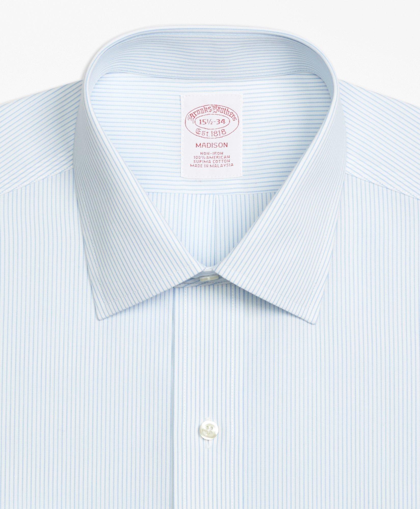 Easy Care Dress Shirt Standard Fit - Blue Pinstripe, 2 (FOR Short Men) | Peter Manning NYC